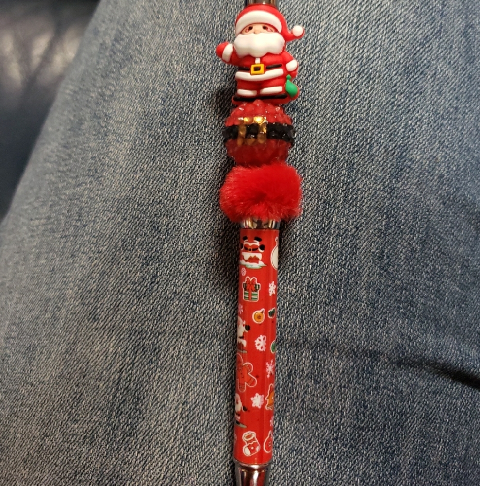 New Handmade Christmas 3D Santa Claus Focal Bead Beaded Pen